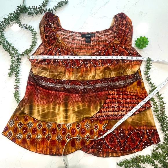 Lane Bryant 18/20 Sleeveless Boho Top with Layered Ruffle Front Metallic Accents - Picture 4 of 9